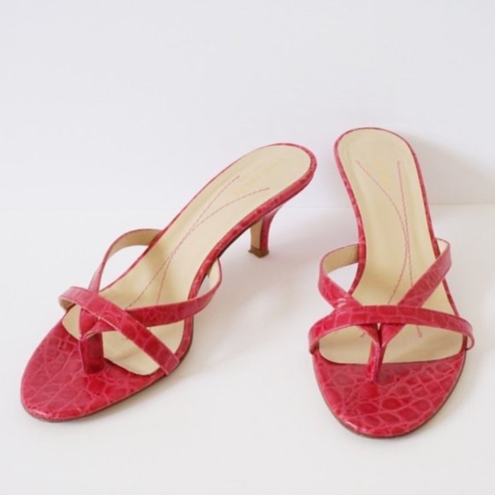 Kate Spade Cranberry Croc Leather Kitten Heels - Size 9.5
